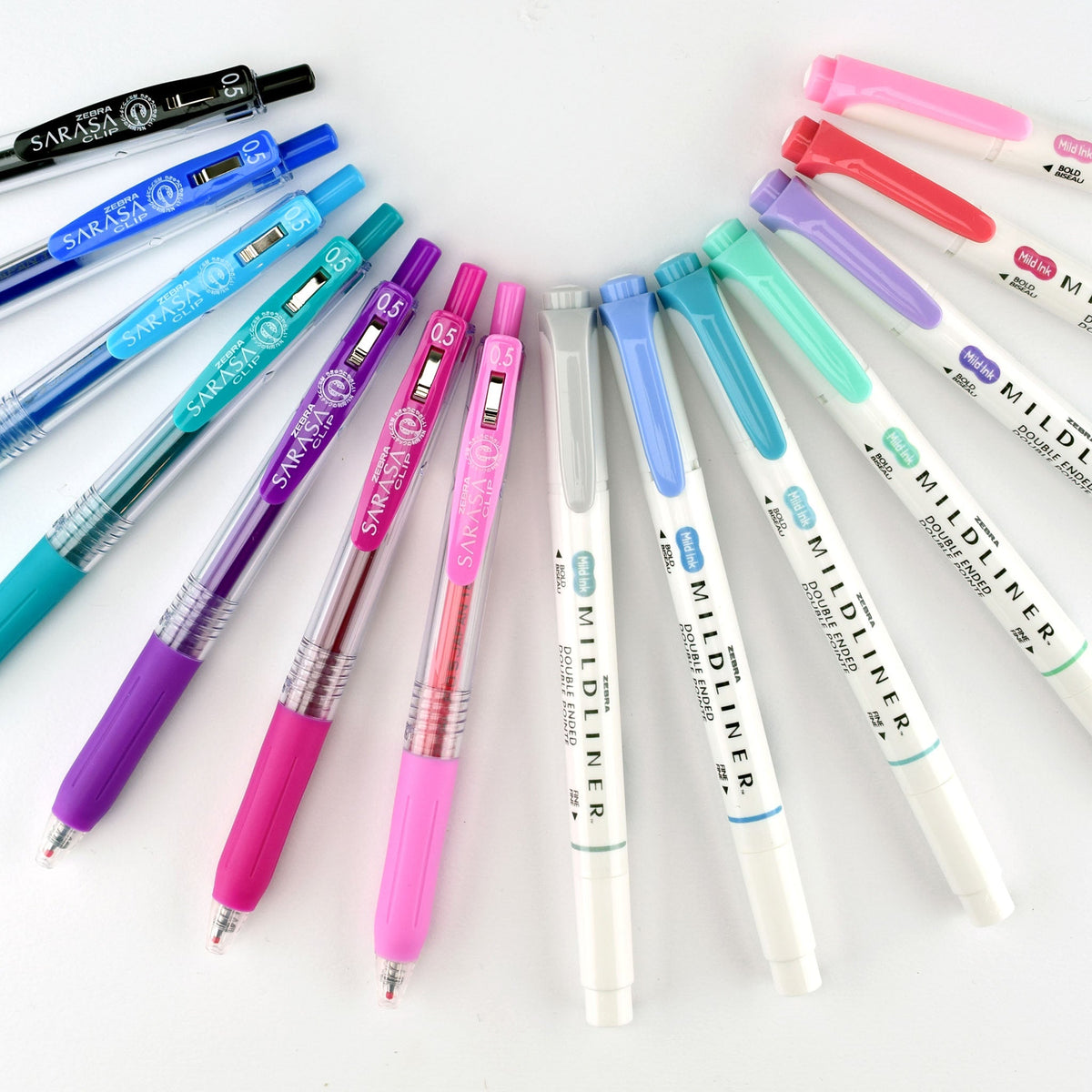 IPSA BOLIZER 1 & 5 セット Journaling Set MILDLINER Highlighter & SARASA Clip Assorted 14Pk