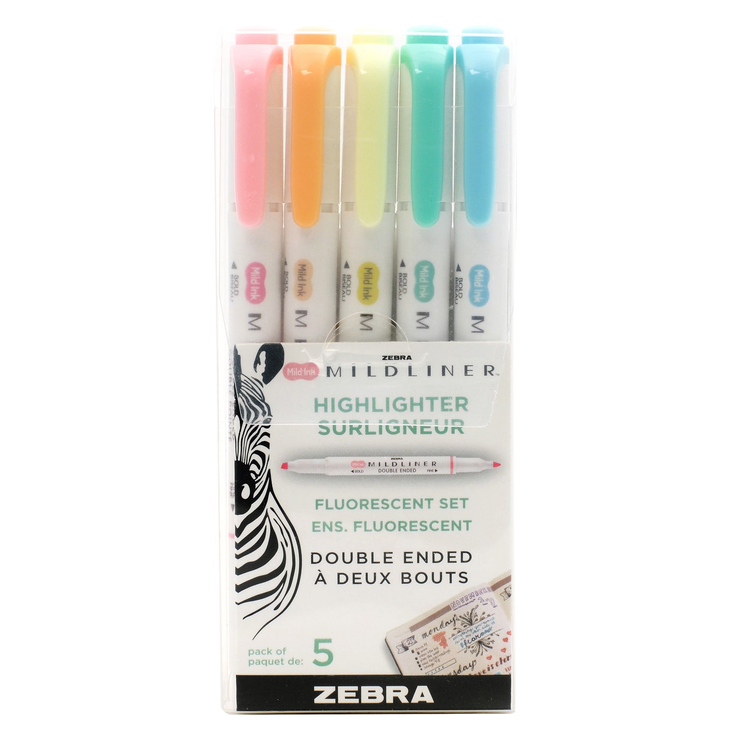 Mildliner Highlighter 5pk Fluorescents – Zebra Pen Canada